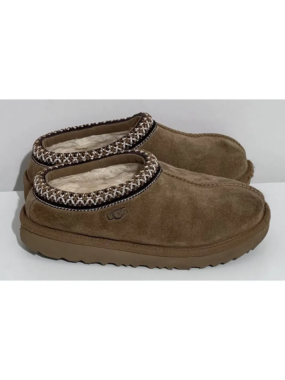 UGG Tasman II Chestnut Brown Suede Slipper Clogs Youth Shearling NO SIZE TAG 3??